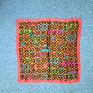 Coach Silk Scarf 26 1/2 in x 26 1/2 in orange and brown